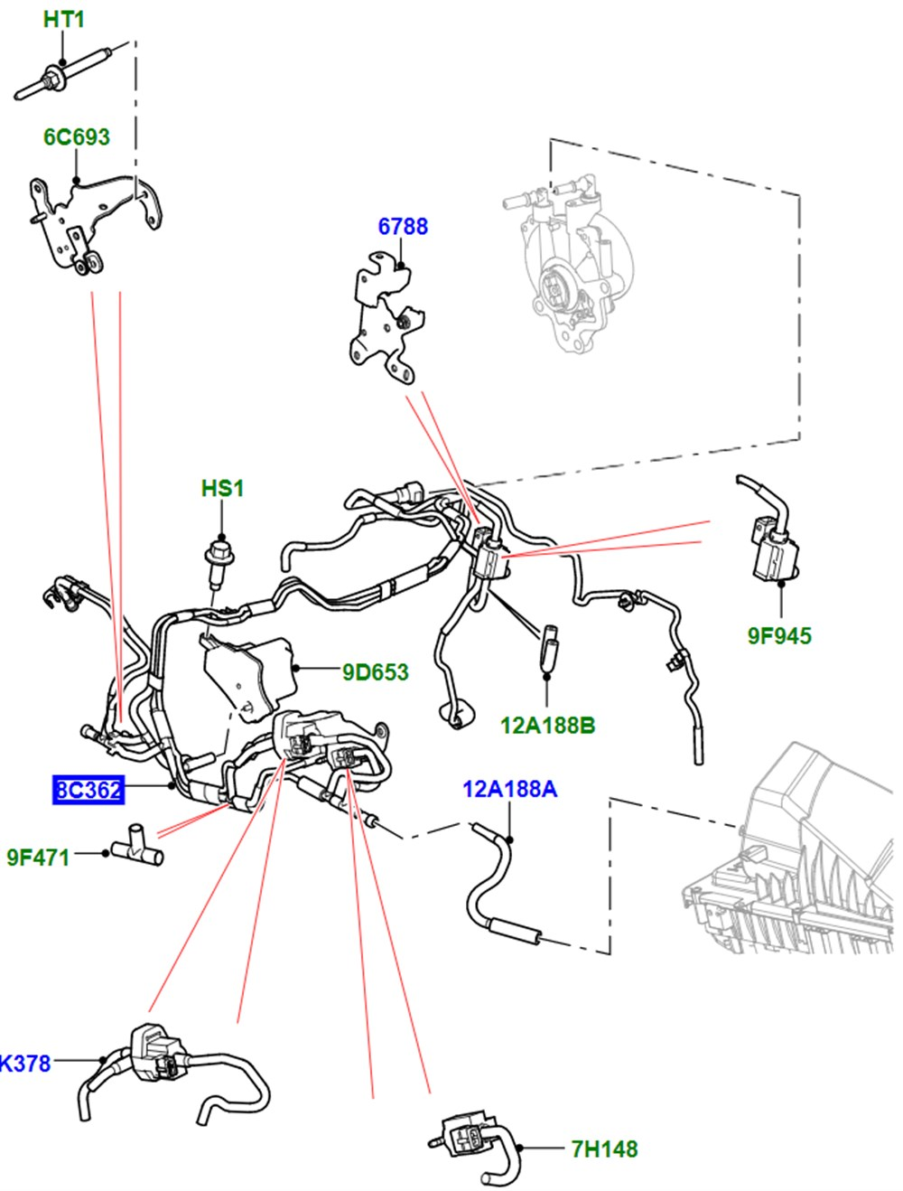 LR095366 - VAKUM HORTUMU GA (3.0 V6 DZL.) - Land Rover