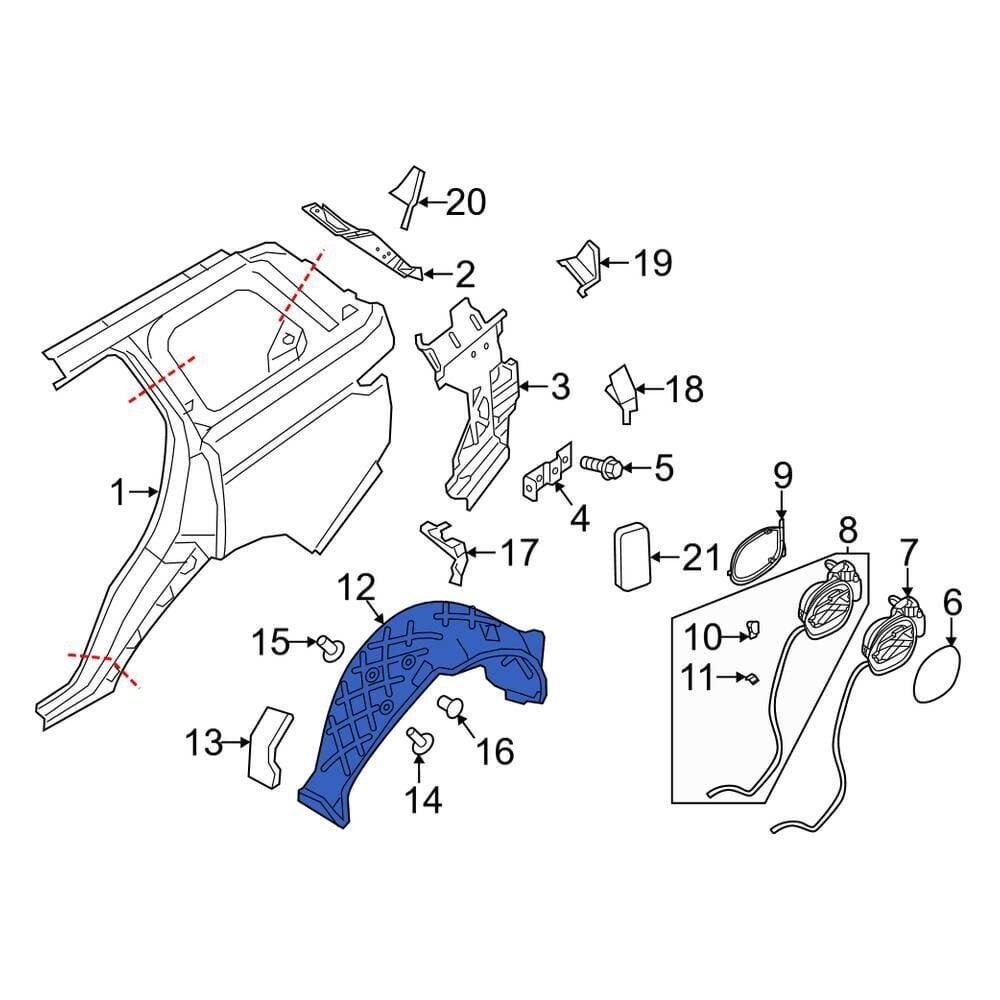 LR148257 - ARKA ÇAMURLUK DAVLUMBAZI SAĞ (3.0L V6) - Land Rover