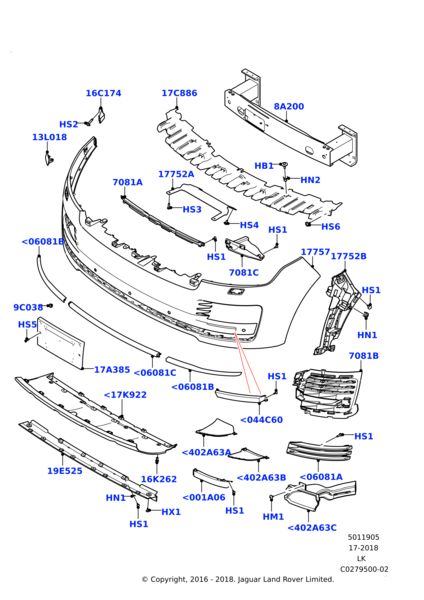 LR098664 - ÖN TAMPON JA (3.0L/VOGUE) - Land Rover