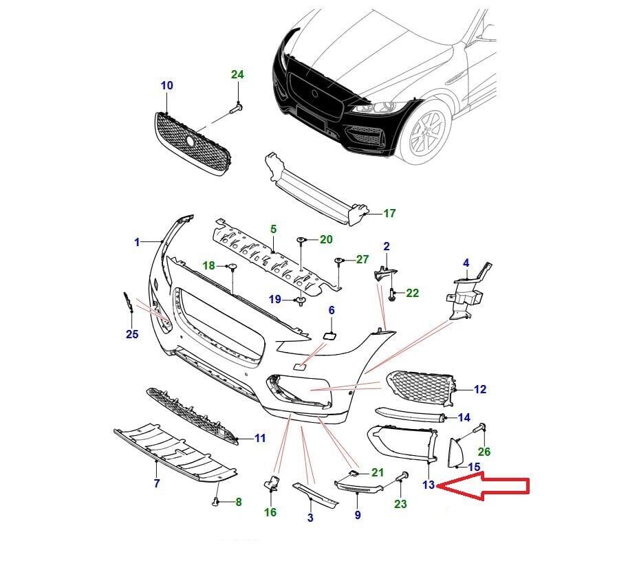 T4A6240 - ÖN TAMPON SİS ÇERÇEVESİ SOL (F-PACE) - Jaguar