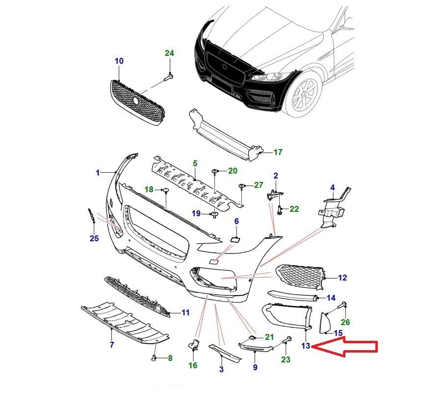 T4A6240 - ÖN TAMPON SİS ÇERÇEVESİ SOL (F-PACE) - Jaguar