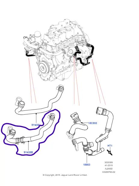 LR082241 - EGR SOĞUTUCU HORTUMU (VELAR/ALL) - Land Rover