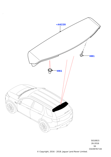 LR164215 - ARKA BAGAJ SPOİLER GH (DİSC.SPORT) - Land Rover