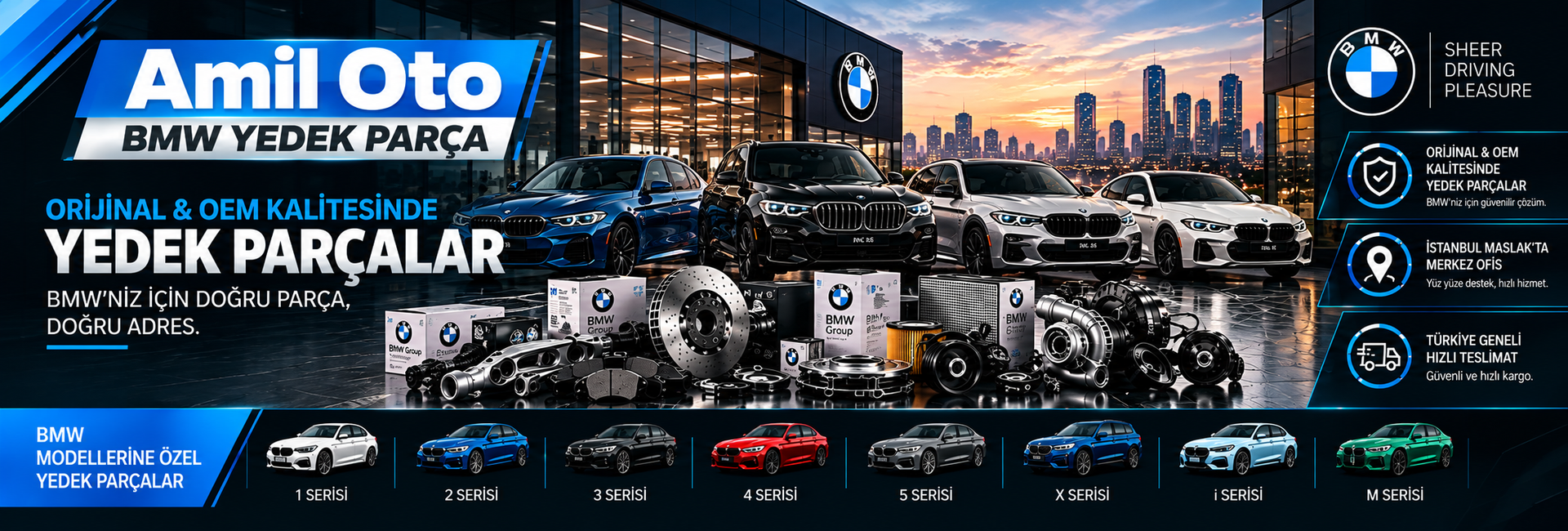 Amil Oto İstanbul Maslak BMW yedek parça, orijinal ve OEM kalitesinde BMW motor, fren, filtre ve bakım parçaları.